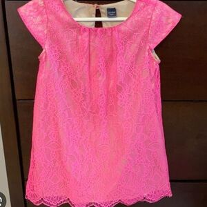 Beautiful GAP hot pink lace dress with satin underlay